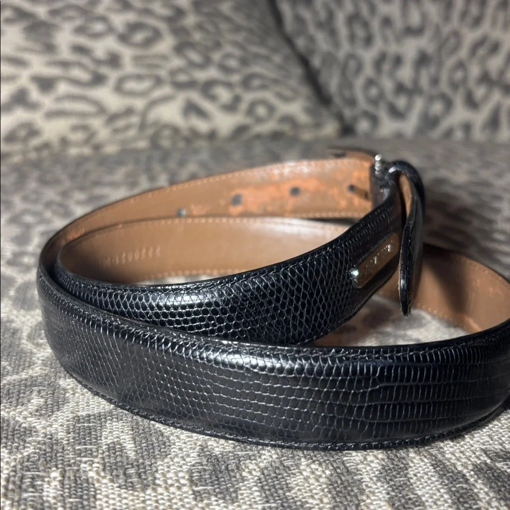 Vintage Ralph Lauren Brown and Black Leather Belt snakeskin embossed classic